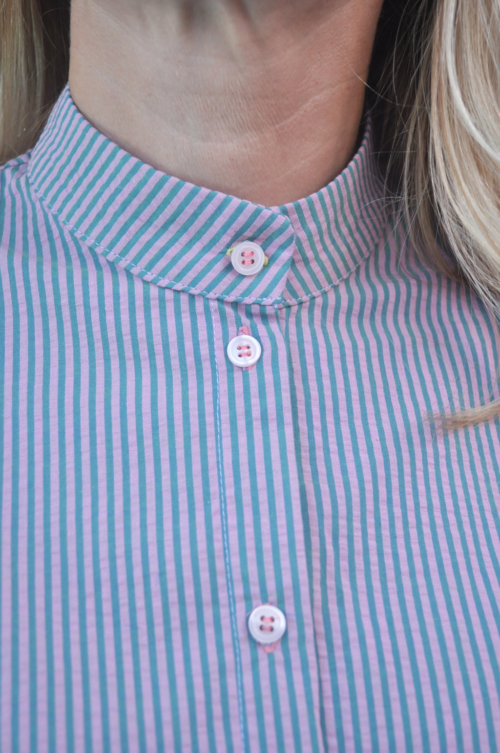 Chemise BANDOL verte/vieux rose