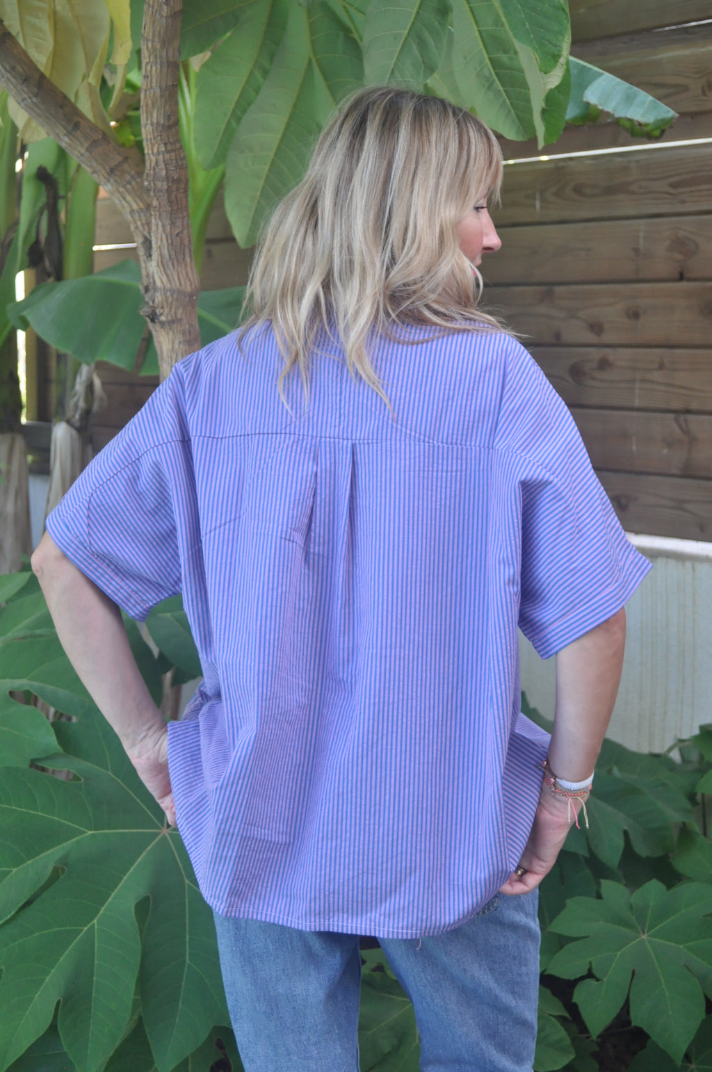 Chemise BANDOL rayé bleu/parme