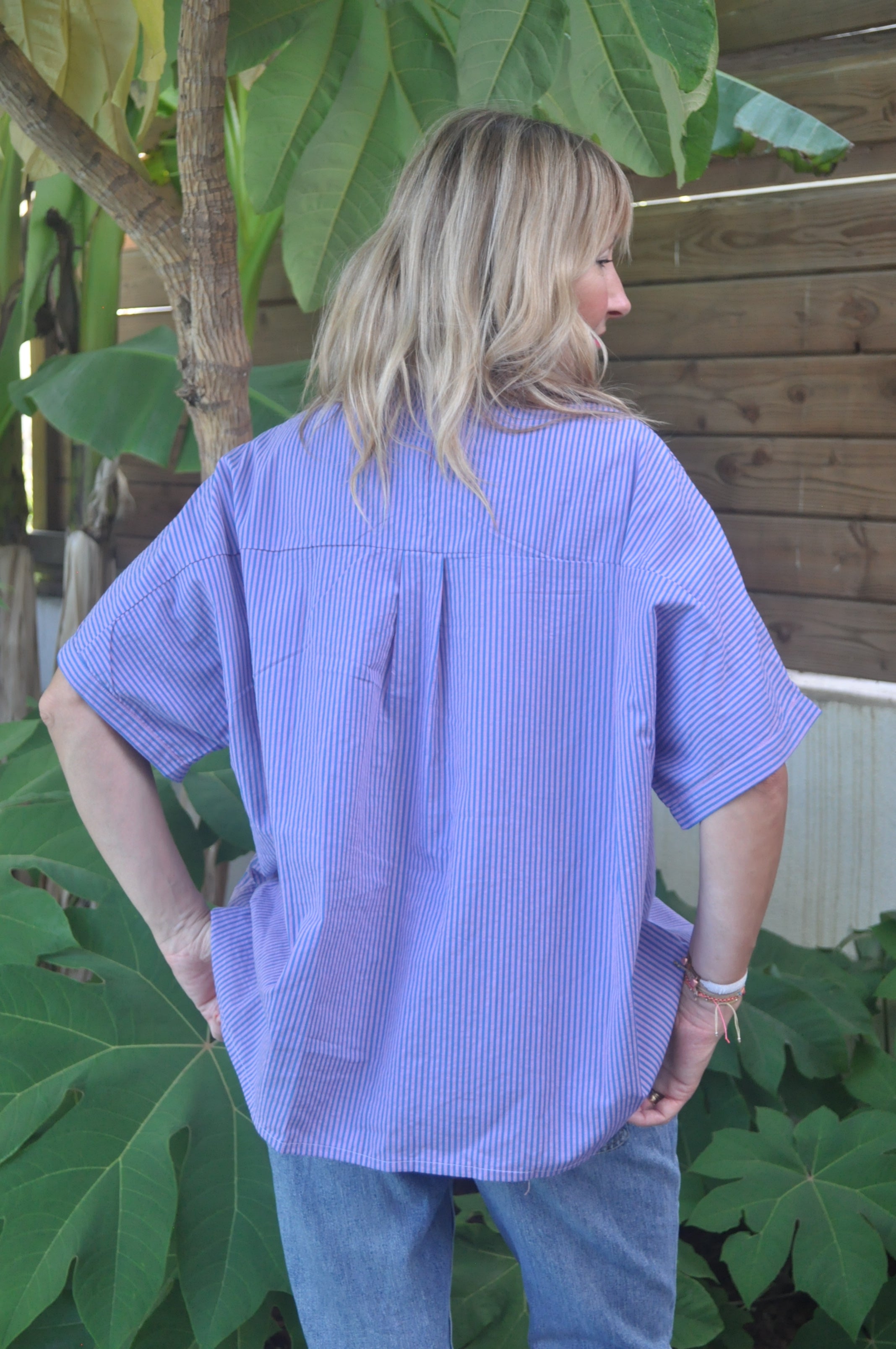 Chemise BANDOL rayé bleu/parme