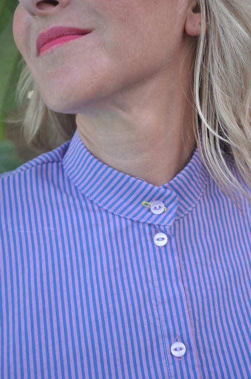 Chemise BANDOL rayé bleu/parme